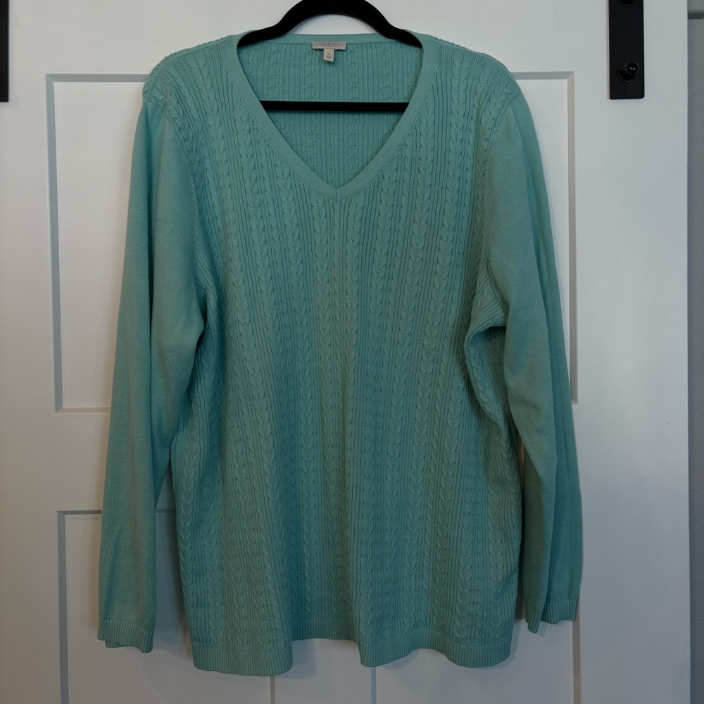 Talbots Aqua Green V-Neck Sweater